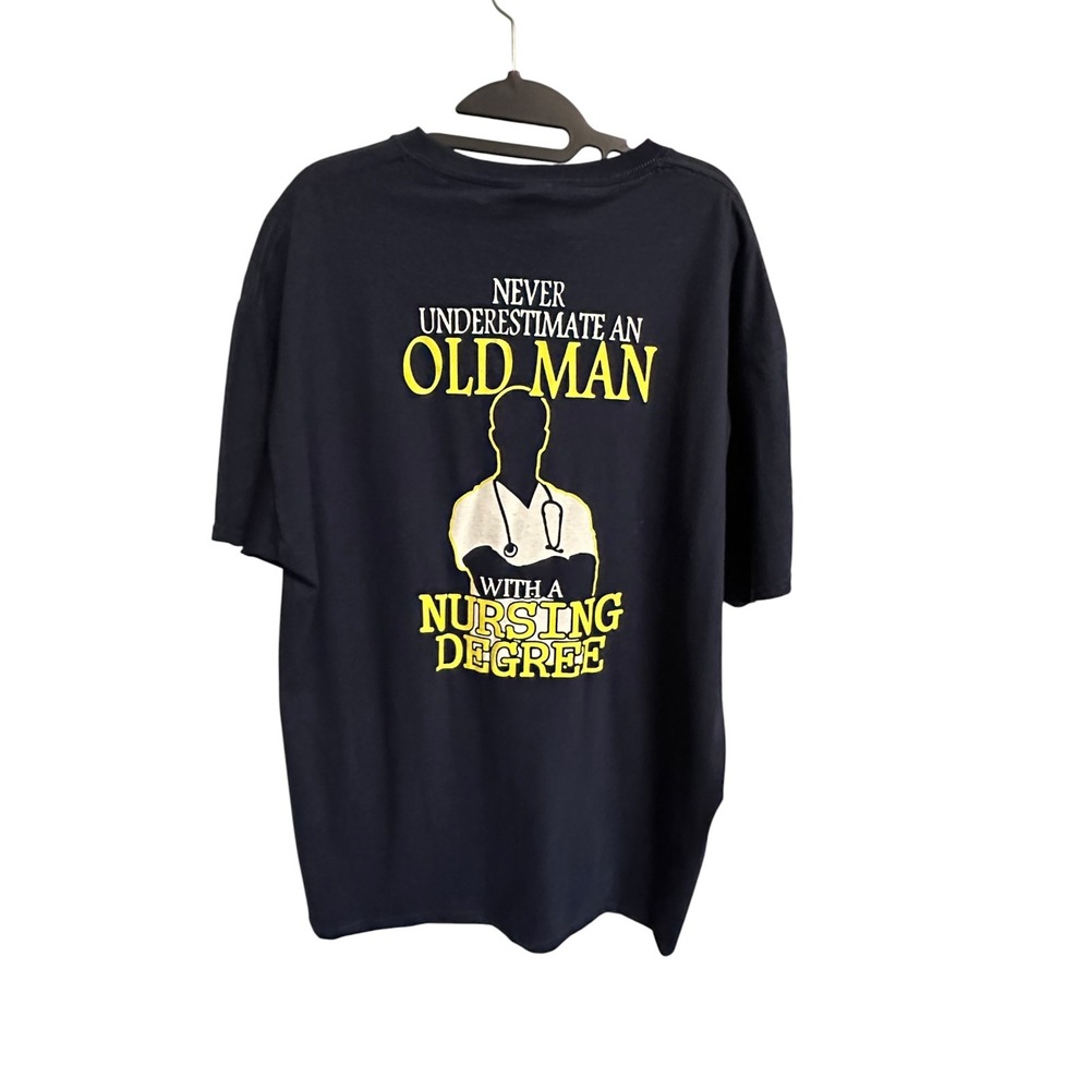 Fruit of the Loom Nursing Degree Graphic T-Shirt Mens XL Navy Excellent Heavy HD